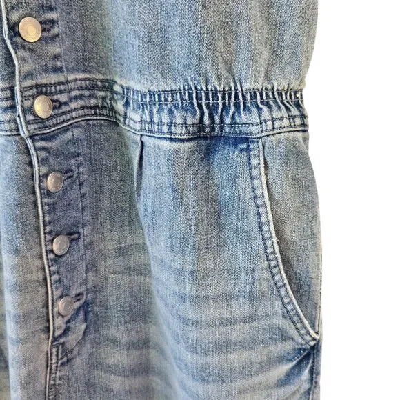 Jordache Vintage Motorcycle Club Denim Jean Cameron Coverall Jumpsuit Size L - Picture 4 of 9